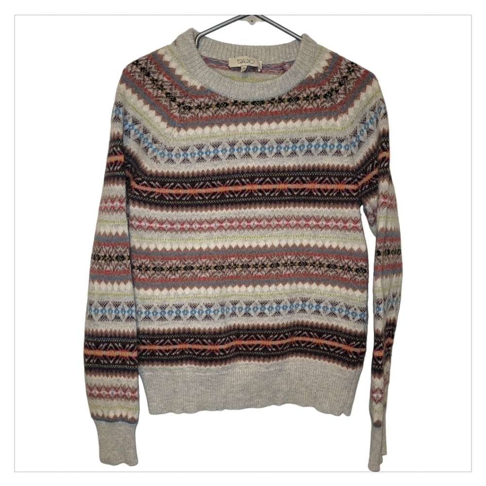Vintage Fair Isle Wool Sweater Nordic Pattern Grandmacore Cottagecore M